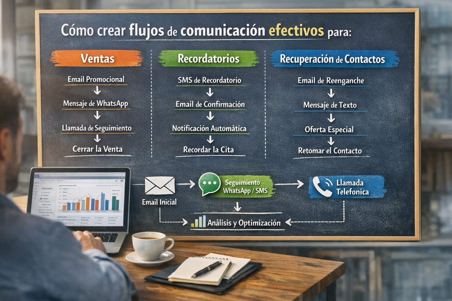 Cómo crear flujos de comunicación efectivos para ventas, recordatorios y recuperación de contactos
